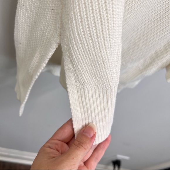 Old Navy Womens Size Medium Ivory V Neck Longline Tunic Sweater Casual Knit - Picture 6 of 11